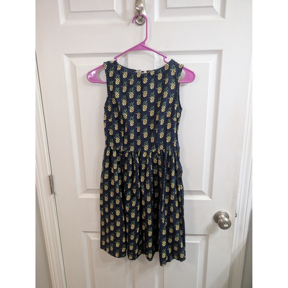 Circus Pineapple Print Dress Women Navy Blue Excellent Retro - Size 4